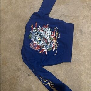 Ed Hardy’s sweater blue